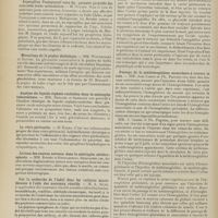0990 - Page 984 - Sociétés savantes. Société de biologie. (Séance du 3 juillet 1909). De la variabilité du complément et des causes d'erreur dans le syphilo-diagnostic par la réaction de fixation. MM. A. Jousset et P. Paraskevopoulos / Aspergillus Fontoynonti nova Sp., parasite probable des nodosités juxta-articulaires. M. Guégen / Mécanisme de la piqûre diabétique. MM. Wertheimer et Batter / Analyse du liquide céphalo-rachidien dans la méningite tuberculeuse. MM. Denigès et Sabrazès / La rétro-péritonite. M. Babes / Lésions des centres nerveux dans la méningite cérébro-spinale. MM. Boinet et Rouslacroix / Sur la recherche de l'indol dans les cultures microbiennes à l'aide des nouveaux réactifs. M. A. Sicre / Sur la toxicité de l'amygdaline en injection intra-péritonéale. MM. Roger et Garnier / Passage de la méthémoglobine musculaire à travers le rein. MM. Jean Camus et Ph. Pagniez / Quelques particularités sur la structure des veines sus-hépatiques. MM. Gilbert et M. Villaret