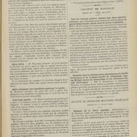 1003 - Page 997 - Sociétés savantes. Société de chirurgie. (Séance du 7 juillet 1909). La réaction de fixation appliquée au diagnostic des kystes hydatiques du foie. M. Lejars / Spina bifida. M. Walther / Adéno-phlegmon sous-maxillaire opéré par la bouche. M. Morestin / Anévrisme poplité. M. Delbet / Traitement du cancer. M. Doyen / Société de biologie. (Séance du 3 juillet 1909 [fin]). Sub cuti réaction positive obtenue chez deux sporotrichosiques, par l'injection sous-cutanée de culture jeune de sporotrichose broyée, diluée dans du sérum et stérilisée. MM. L.-M. Pautrier et Lutembacher / Emulsion dans la solution saline physiologique du bacille Perfringens et de l'anhémo-bacille du rhumatisme aigu. Les Wright-vaccins du rhumatisme et des affections à bacille Perfringens. MM. G. Rosenthal et Chazarain Wetzel / Société de médecine militaire française. (Séance du 1er juillet 1909). Etiologie de la fièvre typhoïde. (Discussion). M. Daussat
