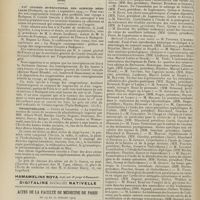 1016 - Page 1010 - Sociétés savantes. Société médicale des hôpitaux. (Séance du 9 juillet 1909). Méningite cérébro-spinale. M. Netter / Chronique et nouvelles scientifiques. (Suite). XVIe Congrès international des sciences médicales / Physiothérapie / Actes de la Faculté de médecine de Paris du 19 au 24 juillet 1909. Thèses