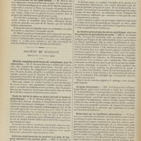 1026 - Page 1020 - Sociétés savantes. Académie de médecine. (Séance du 13 juillet 1909). Les gaz toxiques. M. Gréhant / La production du lait pour enfants. M. Martel / Société de biologie. (Séance du 10 juillet 1909). Méthode simplifiée de déviation du complément pour la tuberculine. M. P. Armand-Delille / Etude du lait de la chèvre en pleine période de lactation physiologique. M. A. Therre / Scléroses expérimentales du pancréas à la suite de ligatures vasculaires du système porte. MM. A. Gilbert et E. Chabrol / La réaction précipitante du sérum syphilitique vis-à-vis des solutions de glycocholate de soude. MM. L. Le Sourd et Ph. Pagniez / La lipase leucocytaire. MM. Noël Fiessinger et Pierre-Louis Marie / Recherches sur la bacillémie tuberculeuse. M. Lafforgue / Contribution à l'étude du blanchiment des légumes. MM. Maurel et Carcanague