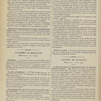 1048 - Page 1042 - Sociétés savantes. Académie des sciences. (Séance du 12 juillet 1909). Action de l'urohypotensine sur la pression artérielle. MM. J. Abelous et E. Bordier / Action comparée sur les cellules séminales du faisceau total des rayons de Röntgen et des rayons durs seuls. MM. Nogier et Cl. Regaud / Reproduction expérimentale du typhus exanthématique chez le singe. M. Ch. Nicolle / Académie de médecine. (Séance du 20 juillet 1909). Anesthésie. M. Gariel, au nom de MM. Pierre Rosenthal et Albert Berthelot / La peste pneumonique. M. Chantemesse, un travail de M. de Brun... / Les enseignements de la lutte contre la mortalité infantile à New York. M. Robert-Simon / Variole et vaccine. M. Gauducheau, un travail de M. Klesch / Société de biologie. (Séance du 17 juillet 1909). A propos des lignes de démarcation entre les lobes du foie chez l'homme. MM. Brissaud et Bauer / La lipase des leucocytes dans les exsudats. MM. Noël Fiessinger et Pierre-Louis Marie