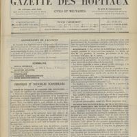 1091 - Page 1085 - Abonnements de vacances / Sommaire / Chronique et nouvelles scientifiques. Comité de vigilance du Congrès des praticiens / Statistique / Souscription en faveur de la veuve du Docteur H..., médecin inspecteur des Écoles de la ville de Paris
