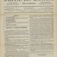 1103 - Page 1097 - Sommaire / Chronique et nouvelles scientifiques. Faculté de médecine / Écoles de médecine / Distinctions honorifiques / Association d'enseignement médical des hôpitaux de Paris / Erratum / Chemins de fer de Paris-Lyon-Méditerranée / Renseignements
