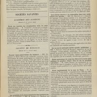 1121 - Page 1115 - Clinique des maladies des pays chauds. Les bubons dits climatériques ; par le Docteur J. Brault... / Sociétés savantes. Académie des sciences. (Séance du 26 juillet 1909). Étude des toxicités des strophantines selon les voies d'administration. M. Pédebidou / Société de biologie. (Séance du 31 juillet 1909). Pouvoir leuco-conservateur des humeurs. MM. Ch. Achard et Henri Bénard / Les variations de la chaux intestinale dans quelques maladies de l'intestin. MM. M. Loeper et G. Béchamp / Intra-dermo-réaction à la tuberculine chez trois cents enfants non malades. MM. Ch. Mantoux et J. Lemaire / Sur un cas de méningite cérébro-spinale épidémique. MM. V. Baur et J. Baur... / Etude anatomique du trajet des fibres de la racine sympathique du ganglion ciliaire dans un cas de paralysie radiculaire. M. André Thomas / Etude expérimentale de la cure de Vichy. M. A. Therre... / Kystes à sarcosporidies adjacents à une tumeur fibro-sarcomateuse. MM. J. Sabrazès et L. Muratet