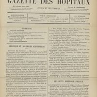 1343 - Page 1337 - Sommaire / Chronique et nouvelles scientifiques. Hôpitaux de Province / Guerre / Marine / La méningite cérébro-spinale à l'École des Mousses / Nécrologie / Bulletin bibliographique