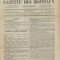 1367 - Page 1361 - Sommaire / Chronique et nouvelles scientifiques. Hôpitaux de Paris / Statistique / Physiothérapie / Écoles municipales d'infirmiers et d'infirmières