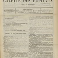 1451 - Page 1445 - Sommaire / Chronique et nouvelles scientifiques. Hôpitaux de Paris / Hôpitaux de Province / Guerre / Le IIIe Congrès d'assainissement et de salubrité de l'habitation / Statistique / Cours pour les affections chirurgicales du nez, oreilles, larynx et broncho-oesophagoscopie