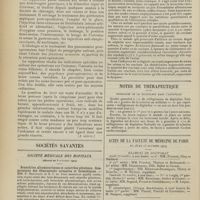 1460 - Page 1454 - XXIIe Congrès de l'association française de chirurgie (Paris, 4-9 octobre 1909). Deuxième question. M. Girard... : Des soins anté et post-opératoires en chirurgie abdominale. (A suivre) / Sociétés savantes. Société médicale des hôpitaux. (Séance du 8 octobre 1909). Bronchites albuminuriques et catarrhes pituiteux. Comparaisons des éliminations urinaires et bronchiques. MM. F. Bezançon et S. I. de Jong / Notes de thérapeutique. Posologie de la digitaline dans l'asystolie / Actes de la Faculté de médecine de Paris du 18 et 23 octobre 1909. Examens de doctorat