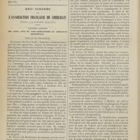 1504 - Page 1498 - Sociétés savantes. Académie de médecine. (Séance du 19 octobre 1909). Le coloboma. M. Kirmisson, M. Jalaguier / XXIIe Congrès de l'association française de chirurgie (Paris, 4-9 octobre 1909). Deuxième question. Des soins anté et post-opératoires en chirurgie abdominale. Suite de la discussion