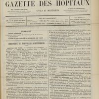 1511 - Page 1505 - Sommaire / Chronique et nouvelles scientifiques. Hôpitaux de Paris / Écoles de médecine / Association des membres du corps enseignant des Facultés de médecine et des Facultés mixtes de médecine et de pharmacie de l'État / Académie de médecine / Préfecture de la Seine / La vente des huitres / Hôpital des enfants malades