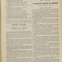 1581 - Page 1575 - Revue générale. Foyers septiques du poumon. Abcès et gangrène ; par MM. Tuffier... et J. Martin... IV. Traitement / Sociétés savantes. Académie des sciences. (Séance du 26 octobre 1909). Sur la fatigue engendrée par les mouvements rapides. M. A. Imbert / L'acidité du lait des vaches tuberculeuses. M. A. Monvoisin / XXIIe Congrès de l'association française de chirurgie (Paris, 4-9 octobre 1909). Chirurgie de l'abdomen. M. Gayet... : Dislocation verticale de l'estomac / M. Monprofit... : Cholécystentérostomie en Y / M. Legueu... : Entorse du foie / M. Thévenot... : Plaie de la rate par coup de couteau / M. Lardennois... : Anastomose entéro-rectale par le procédé du porte bouton / M. Verhoogen... : Extirpation du rectum