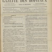 1587 - Page 1581 - Sommaire / Chronique et nouvelles scientifiques. Hôpitaux de Paris / Faculté de médecine / Hôpitaux de Province / Ministère de l'intérieur / XXVe anniversaire de l'union des syndicats médicaux de France / Statistique / Nécrologie / Amphithéâtre d'anatomie