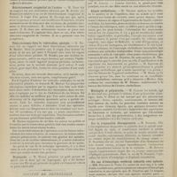 1594 - Page 1588 - Sociétés savantes. Société de chirurgie. (Séance du 3 novembre 1909). Arthrites suppurées. M. Auvray / Rétrécissement congénital de l'urètre. M. Bazy, sur une observation adressée par M. Ardoin... / Vésiculectomie dans la tuberculose génitale. M. Marion, sur deux observations adressées par M. Baudet / Hypospade. M. Broca / Société de neurologie. (Séance du 4 novembre 1909). Deux cas d'hérédo-ataxie cérébelleuse. M. E. Brissaud / Ataxie cérébelleuse. M. Thomas / Méningite et polynévrite. M. Claude / Sur la trépanation décompressive. M. Souques / Un cas d'hémiplégie cérébrale infantile avec aphasie. MM. Decloux et Tinel / Hémiplégie, hémianopsie transitoires, suivies d'épilepsie symptomatique