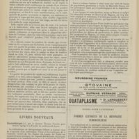 1610 - Page 1604 - Pratique médicale. Les modifications du terrain par l'alimentation / Livres nouveaux. Electrothérapie, par le Docteur Thomas Nogier... [G. Legros] / Caractères de dégénérescence et aliénations mentales relevant surtout d'une constitution originelle anormale, par Alex Paris. [P. Camus] / Notes pour l'internat. Formes cliniques de la méningite tuberculeuse