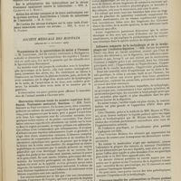 1633 - Page 1627 - Sociétés savantes. Académie des sciences. (Séance du 8 novembre 1909). Mode de stérilisation intégrale des liquides par les radiations de très courte longueur d'onde. M. Billon-Daguerre / Société médicale des hôpitaux. (Séance du 12 novembre 1909). Transmission de la sporotrichose du mulet à l'homme. M. Carougeau... / Obstruction veineuse totale du membre supérieur droit. Onyxis. Traitement mercuriel. Guérison. MM. Emile Sergent et Paul Cottenot / Sur la localisation de la toxine tétanique dans la région bulbo-protubérantielle. MM. Jean Troisier et Georges Roux, en employé la méthode indiquée par MM. Guillain et Laroche / Influence comparée de la tachyphagie et de la bradyphagie sur l'évolution digestive. MM. Lucien Jacquet et Debat / Fréquence insolite des poliomyélites en France pendant l'été dernier. Leur identité avec les cas observés à l'étranger sous forme épidémique. Relations entre la poliomyélite et la méningite cérébro-spinale épidémique. M. Arnold Netter