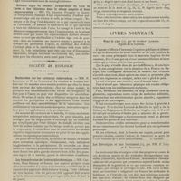 1674 - Page 1668 - Sociétés savantes. Société médicale des hôpitaux. (Séance du 19 novembre 1909). Hémiplégie pneumonique et pneumococcie méningée sans réaction leucocytaire du liquide céphalo-rachidien. MM. Ch. Lesieur, Froment et Garin / Oedèmes aigus du poumon. Comparaison du taux de l'urée et des chlorures dans le sérum sanguin et dans l'expectoration. MM. Ch. Lesieur, Froment et Garin / Société de biologie. (Séance du 20 novembre 1909). Recherches sur les anticorps tuberculeux. MM. F. Bezançon et H. de Serbonnes / Les formes frustes de l'ictère chloroformique. MM. Chevrier, René Benard et Sorrel / L'hyperthermie post-mortem. M. Laignel-Lavastine / Livres nouveaux. Pour la race, par le Docteur Lachaud... [L. Gayard] / Les névralgies et leur traitement, par MM. F. Lévy et A. Baudouin. [L. Babonneix]