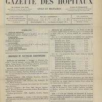 1679 - Page 1673 - Sommaire / Chronique et nouvelles scientifiques. Hôpitaux de Province / Hôpital civil d'Alger Mustapha / École de médecine / Distinctions honorifiques / Médecins de colonisation / Nécrologie / Avis / Renseignements