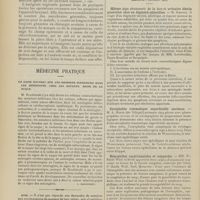 1752 - Page 1746 - L'analgésie régionale dans la chirurgie des paupières et de l'appareil lacrymal ; par MM. L. Chevrier... et A. Cantonnet... / Médecine pratique. Un signe nouveau sur les membres inférieurs dans les méningites chez les enfants, signe de la nuque. [L. Babonneix] / Avis / Sociétés savantes. Société médicale des hôpitaux. (Séance du 3 décembre 1909). Oedème aigu circonscrit de la face et urticaire fébrile généralisé chez un dégénéré adénoïdien. M. Simonin / Encéphalite traumatique superficielle ancienne. M. A. Marie... / Hémophilies expérimentales et comparées. MM. P.-Emile Weil et Boyé, soutenue par Sahli, P.-Emile Weil, Nolf, Morawitz / Rayons X et glycogénie hépatique. MM. Aubertin et Beaujard, à l'appui de la communication de M. Ménétrier