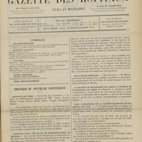 1799 - Page 1793 - Sommaire / Chronique et nouvelles scientifiques. Hôpitaux de Paris / Concours pour une place de médecin-adjoint de Bicètre / Hôtel-Dieu d'Amiens / Facultés de médecine / La société de neurologie de Paris et la Société de psychiatrie de Paris / Prix à décerner par la société nationale de médecine de Lyon. (Voir la suite des Nouvelles, p. 1804)