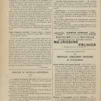 1810 - Page 1804 - Livres nouveaux. La pratique des anesthésiques, par Rowland Collum et Technique chirurgicale générale, par H. M. Gray. [M. Lance] / Traité d'hygiène maritime. Première partie : L'hygiène dans la navigation de commerce, par MM. A. Chantemesse, Bobel et Dupuy. [L. Babonneix] / Chronique et nouvelles scientifiques (suite). La société française d'hygiène / Exercice illégal de la pharmacie / Crèches pour enfants de soldats / Statistique / Articles originaux des principales publications françaises et étrangères. Boston medical and surgical Journal / Bulletin de laryngologie, oto et rhinologie / Centralblatt für innere Medizin