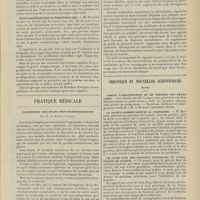 0147 - Page 137 - Sociétés savantes. Société médicale des Hôpitaux. (Séance du 21 janvier 1910). Délire suraigu au cours d'une pneumonie. Présence de pneumocoques dans le liquide céphalo-rachidien sans éléments figurés. Méningite diffuse histologique. MM. G. Guillain et Cl. Vincent / Goitre exophtalmique et rhumatisme aigu. M. Souques / Pratique médicale. Traitement des états post-hémorrhagiques ; par M. le Docteur Gabriac / Chronique et nouvelles scientifiques (suite). Comité d'organisation du IIIe Congrès des praticiens / La valeur alimentaire de la Chataigne / Le livre d'or des stations thermales et climatiques de France