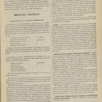 0019 - Page 7 - De la mort au cours de l'accès épileptique ; par L. Marchand... / Médecine pratique. Traitement de la colique néphrétique / Sociétés savantes. Académie de médecine. (Séance du 3 janvier 1911). Le 606. M. Weiss donne lecture d'une note de M. Ehlers... / Déclaration des maladies infectieuses en Algérie. M. H. Vincent / Tuberculose inflammatoire du squelette. L'ostéomalacie d'origine tuberculeuse. MM. A. Poncet et R. Leriche / Déviations utérines, importance des données de la psychiatrie dans l'étude des indications thérapeutiques. M. Picqué