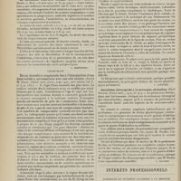 0064 - Page 52 - Analyses. Médecine. Sur la présence de lactose et de l'acide lactique dans les fèces des nourrissons atteints de diarrhée verte. (P. Lavialle. La clinique infantile...) [L. Babonneix] / La balnéation chlorurée sodique. (Hermann Keller. Runds. f. Med...) [L. Babonneix] / Chirurgie. Un cas de scoliose congénitale due à l'interposition d'une demi-vertèbre surnuméraire avec une côte entière. (David M. Greig. Edimb. med. journ...). [M. Lance] / La fistulo-entérostomie proposée par Von Stubenrauch. (Walter S. Sutton. Ann. Surg...) [F. Gardner] / Anesthésie chirurgicale à la novocaïne adrénaline. (Paul Reclus. Presse méd...) [L. Gayard] / Intérêts professionnels. Dommages et intérêts accordés à un médecin blessé par une automobile