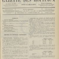 0085 - Page 73 - Sommaire / Chronique et nouvelles scientifiques. Hôpitaux de Paris / Hôpital d'Alger-Mustapha / Société de thérapeutique / Statistique des accidents de chemins de fer en France / Nécrologie / Hôpital Laennec