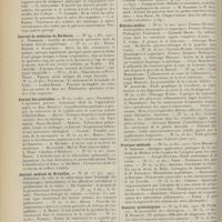 0098 - Page 86 - Articles originaux des principales publications françaises et étrangères. Académie royale de médecine de Belgique / Annales des maladies de l'oreille, du larynx, du nez et du pharynx / Journal de médecine de Bordeaux / Journal des praticiens / Journal médical de Bruxelles / Revue de chirurgie / Revue de médecine / Riforma medica / Province médicale / Semaine gynécologique / Tribune médicale