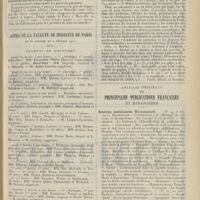 0119 - Page 107 - Chronique et nouvelles scientifiques. Chemins de fer de Paris-Lyon-Méditerranée / Actes de la Faculté de médecine de Paris du 30 janvier au 4 février 1911. Examens de doctorat / Bulletin bibliographique / Articles originaux des principales publications françaises et étrangères. Deutsche medizinische Wochenschrift. (Voir la suite, p. 117)