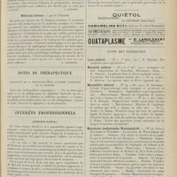 0129 - Page 117 - Livres nouveaux. Eléments d'anatomie pathologique, par L. Bériel. [L. Alquier] / Médecine interne, par G. Zuelzer. [A. Lemierre] / Notes de thérapeutique. Posologie de la digitaline dans l'asthme cardiaque et la dyspnée / Intérêts professionnels. Exercice illégal / Suite des sommaires
