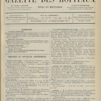 0133 - Page 121 - Sommaire / Chronique et nouvelles scientifiques. Hôpitaux de Paris / Hôpitaux de Province / Facultés de médecine / Faculté de médecine de Paris / Société de chirurgie / Guerre