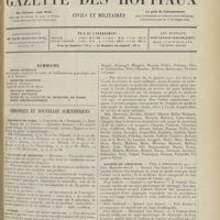 0201 - Page 189 - Sommaire / Chronique et nouvelles scientifiques. Hôpitaux de Paris / Facultés de médecine / Guerre / Société de chirurgie / Renseignements