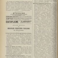 0214 - Page 202 - Livres nouveaux. Précis de consultations médicales, par X. Arnozan... [A. Gaullieur l'Hardy] / Les albuminuries et leur traitement, par le Docteur Arthur Leclercq. [A. Gaullieur l'Hardy] / Articles originaux des principales publications françaises et étrangères. Archives d'électricité médicale expérimentales et cliniques / Archives de médecine des enfants / Archives des maladies de l'appareil digestif / Archives médico-chirurgicales de province / Münchener medizinische Wochenschrift / Tribune médicale