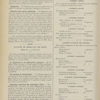 0302 - Page 290 - Sociétés savantes. Société de chirurgie. (Séance du 15 février 1911). Pharyngotomie rétro-thyroïdienne. M. Sébileau / Appareil de Lambret. M. Quénu / Autoplastie. M. Morestin / Rupture d'une hernie ombilicale. M. Morestin / Société de médecine de Paris. (Séance du 10 février 1911). La diathermie et ses applications pratiques. M. E.-Albert Weil / Cas anormal de blennorragie. M. Huerre / Logements insalubres des concierges à Paris. M. C. Depasse / Formulaire. Lavement simple / Lavement laxatif / Lavement huileux / Lavement purgatif / Lavement purgatif des peintres / Lavement astringent / Lavement laudanisé / Lavement antidiarrhéique / Lavement nutritif