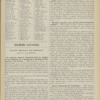 0369 - Page 357 - Hôpitaux et hospices civils de Paris. Répartition des chefs de service. Des chefs de clinique des internes et externes pour l'année 1911-1912 / Sociétés savantes. Société médicale des hôpitaux. (Séance du 24 février 1911). Sur certaines causes de divergences dans les résultats du séro-diagnostic de la syphilis par la méthode de Wassermann et ses dérivées. MM. Hallion et Bauer / Appareil portatif à douches d'air chaud. M. Pierre Ménard / Méningite saturnine aiguë précoce, forme méningitique complète. MM. Loeper et Marcel Pinard / Ectasie abdominale des nourrissons. MM. Variot, Barret et Lavialle / Ataxie aiguë. MM. Claude et H. Schaeffer