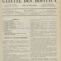 0453 - Page 441 - Sommaire / Chronique et nouvelles scientifiques. Hôpitaux de Paris / Écoles de médecine / Ministère de l'intérieur / Guerre / Médaille militaire / Association médicale mutuelle / Renseignements