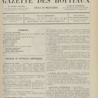 0469 - Page 457 - Sommaire / Chronique et nouvelles scientifiques. Hôpitaux de Paris / L'institut médico-légal / Académie des sciences / Distinctions honorifiques / Renseignements