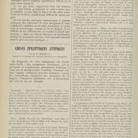 0476 - Page 464 - Etude anatomique et histologique d'un cas de syphilis rénale tertiaire ; par M. Cailliau... / Crises épileptiques atypiques ; par M. R. Benon...