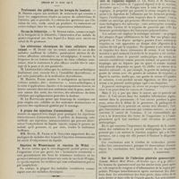 0496 - Page 484 - Sociétés savantes. Société de neurologie. (Séance du 9 mars 1911). Quelques cas de méningite tuberculeuse fruste. MM. Tinel et Gastinel / Société de médecine de Paris. (Séance du 10 mars 1911). Traitement des pyélites par les lavages du bassinet. M. Desnos / Un cas de lithotritie. M. Desnos / Les altérations chroniques du tissu cellulaire sous-cutané. M. Durey / A propos des injections d'arsénobenzol. M. Gastou / Réaction de Wassermann et réaction de Widal. M. Klotz / Avis / Analyses. Médecine. Le pouvoir antitryptique du sérum sanguin dans les cancers de l'appareil digestif. (J. Ch. Roux et R. Savignac, Archives des maladies de l'appareil digestif et de la nutrition...). [L. Babonneix] / Sur la question de l'infection générale gonococcique. (Leede. Münch. Med. Woch...). [A. Lemierre]