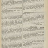 0497 - Page 485 - Analyses. Médecine. Sur la question de l'infection générale gonococcique. (Leede. Münch. Med. Woch...). [A. Lemierre] / Le réflexe diaphragmatique. (Riforma Medica...). [A. Gaullieur l'Hardy] / Chirurgie. L'intervention précoce dans l'ostéite tuberculeuse de la colonne vertébrale. (Il Policlino. Section chirurgicale...). [A. Gaullieur l'Hardy] / Thérapeutique. Contribution à l'étude du traitement de la syphilis par l'hectine et l'hydrargyre. (Félix Dives. Th. de Paris...). [L. Gayard]
