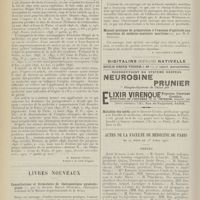 0514 - Page 502 - Jurisprudence. De l'usurpation du titre de Docteur [R. Marcel Petit] / Livres nouveaux. Consultations et formulaire de thérapeutique gynécologique, par le Docteur Marcel Sénéchal... / Quelques idées en thérapeutique, par le Docteur J.-F. Widmann / Manuel pratique de préparation à l'examen d'aptitude aux fonctions de médecin-sanitaire maritime, par R.-F. Guillon. [A. Gaullieur l'Hardy] / Actes de la Faculté de médecine de Paris du 27 mars au 1er avril 1911. Thèses