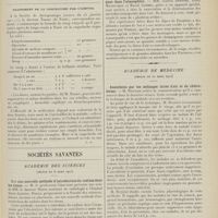 0525 - Page 513 - Fracture ouverte du crâne de la région occipitale avec issue de la substance cérébrale et déchirure du sinus longitudinal supérieur. Trépanation. Mort. Par M. Lop... / Médecine pratique. Traitement de la coqueluche par l'ichtyol / Sociétés savantes. Académie des sciences. (Séance du 6 mars 1911). Sur une nouvelle méthode d'introduction du radium dans les tissus. M. le Professeur Chauveau présente une note de MM. le Docteur Haret / Recherches sur la dissémination de germes microscopiques dans l'atmosphère. MM. Gaston Bonnier, Louis Matruchot et Raoul Combes / Académie de médecine. (Séance du 21 mars 1911). Anesthésie par les mélanges titrés d'air et de chloroforme. M. Reynier