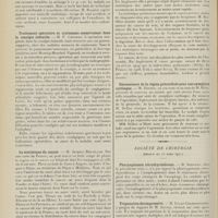 0526 - Page 514 - Sociétés savantes. Académie de médecine. (Séance du 21 mars 1911). Anesthésie par les mélanges titrés d'air et de chloroforme. M. Reynier / Traitement opératoire et traitement conservateur dans la coxalgie infantile. M. P. Coudray / La statistique du cancer. M. Jacques Bertillon / Désossement de la région précordiale pour une symphyse cardiaque. M. Delbet / Société de chirurgie. (Séance du 15 mars 1911). Pharyngotomie rétrothyroïdienne. M. Sebileau / Trépanation décompressive. M. Lucas-Championnière