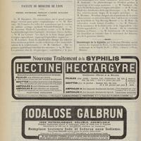 0564 - Page 552 - Chronique et nouvelles scientifiques. Chemins de fer de Paris-Lyon-Méditerranée / Faculté de médecine de Lyon. Thèses soutenues pendant l'année scolaire 1910-1911