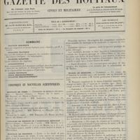 0593 - Page 581 - Sommaire / Chronique et nouvelles scientifiques. Hôpitaux de Paris / Concours de médecin de l'assistance médicale / Hôpitaux de Province / Écoles de médecine / Marine