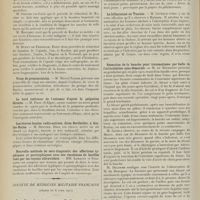 0684 - Page 672 - Sociétés savantes. Société de médecine de Paris. (Séance du 7 avril 1911). Ptose du duodénum. M. Glénard / Fractures de l'extrémité supérieure de l'humérus compliquées de luxation (suite). M. Dagron / Vices de prononciation. M. Marcel Natier / Le bord inférieur de l'estomac d'après la palpation directe. M. Pron... / Les étuves locales radio-actives, dites Berthollet, à Aix-les-Bains. M. Bertier / Nouvelle méthode de séro diagnostic des affections typhiques et paratyphiques avec des émulsions de bacilles tués par les rayons ultraviolets. MM. Lematte et Stassano / Société de médecine militaire française. (Séance du 6 avril 1911). La « fièvre de trois jours ». M. Niclot / La bilharziose en Tunisie. M. Lévêque / Résection de la hanche pour traumatisme par balle de l'articulation coxo-fémorale. M. du Bourguet