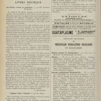 0716 - Page 704 - Sociétés savantes. Académie de médecine. (Séance du 18 avril 1911). L'assistance, l'hygiène et l'épidémiologie en Indochine. M. Kermorgant / Livres nouveaux. Les cercles vicieux en pathologie, par MM. Jamieson, B. Hurry. [A. Housquains] /L'aliéné, l'asile, l'infirmier, par Th. Simon. [P. Camus] / Articles originaux des principales publications françaises et étrangères. Bulletin général de thérapeutique / Clinique / Deutsche medizinische Wochenschrift
