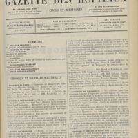 0785 - Page 773 - Sommaire / Chronique et nouvelles scientifiques. Hôpitaux de Paris / Hôpitaux de Province / Écoles de médecine / Association générale de prévoyance et de secours mutuels des médecins de France / Ministère de l'intérieur / Annuaire du service de santé 1911 / Renseignements