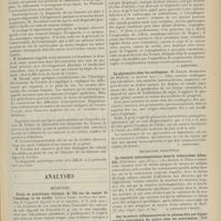0861 - Page 849 - Sociétés savantes. Société de chirurgie. (Séance du 10 mai 1911). Carcinome des annexes gauches. M. Savariaud, sur une observation de M. Rastouil / Analyses. Médecine. Etude de statistique clinique de 134 cas de cancer de l'oesophage et du cardia. (Lucien Lamy. Archives des maladies de l'appareil digestif et de la nutrition...). [L. Babonneix] / La glycosurie chez les cardiaques. (H. Gillet. Rundschau für Medizin...). [L. Babonneix] / Médecine infantile. La réaction méiostagminique dans la tuberculose infantile. (Policlinico...). [A. Gaullieur l'Hardy] / Sur la nature inflammatoire de la sténose dite par hypertrophie musculaire du pylore chez les nourrissons. (MM. Weill et Pehu. Arch. de méd. des enfants...). [L. Babonneix]